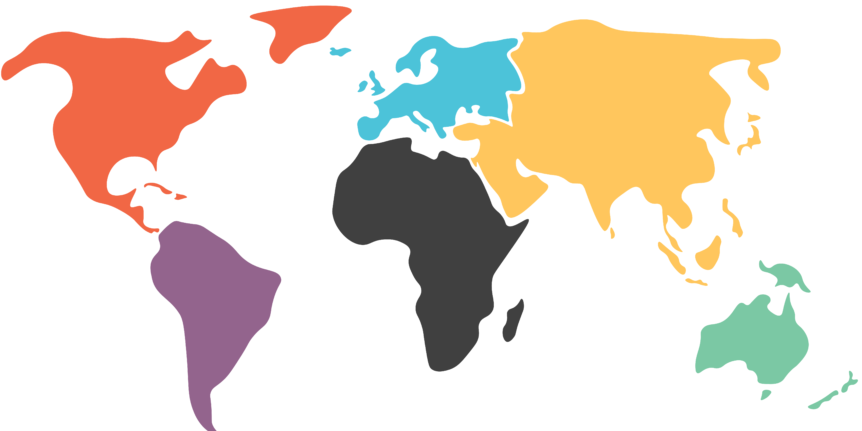 5 continents map